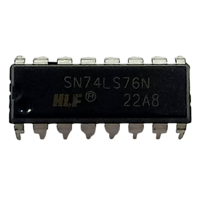 SN74LS76N IC Dual J-K Flip-Flop – High-speed dual JK flip-flop IC with preset & clear for logic circuits. -Robocraze