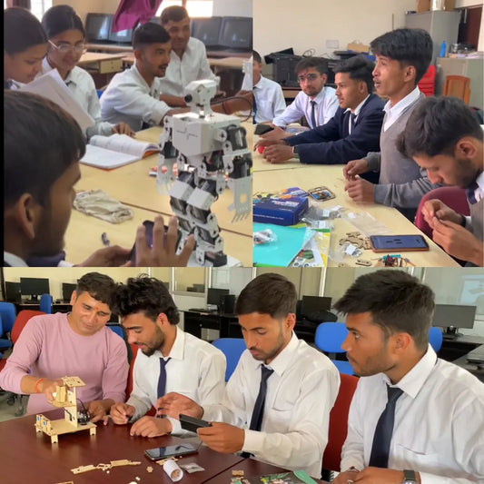 Students Interacting with STEM Kits in a STEM Lab Established by Robocraze