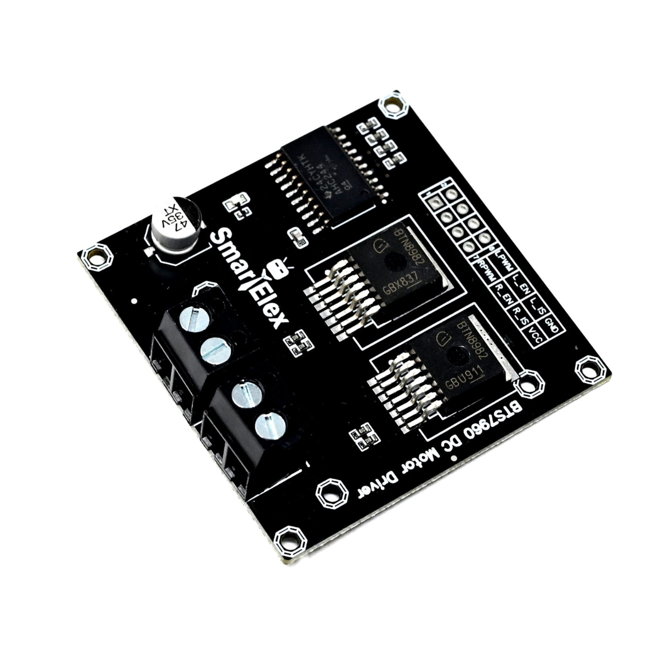 SmartElex BTS7960 High-Power Dual Channel 43A DC Motor Driver Module-picture-22