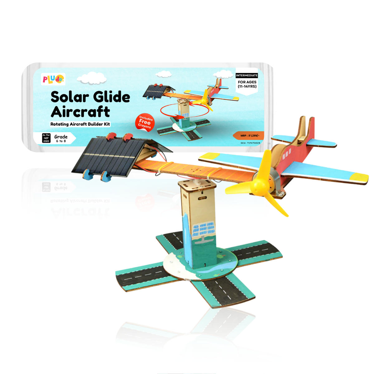 Pludo STEM Kit SolarGlide - Rotating Aircraft Builder Kit (11-14 Yrs) for grade 6-8 (203)