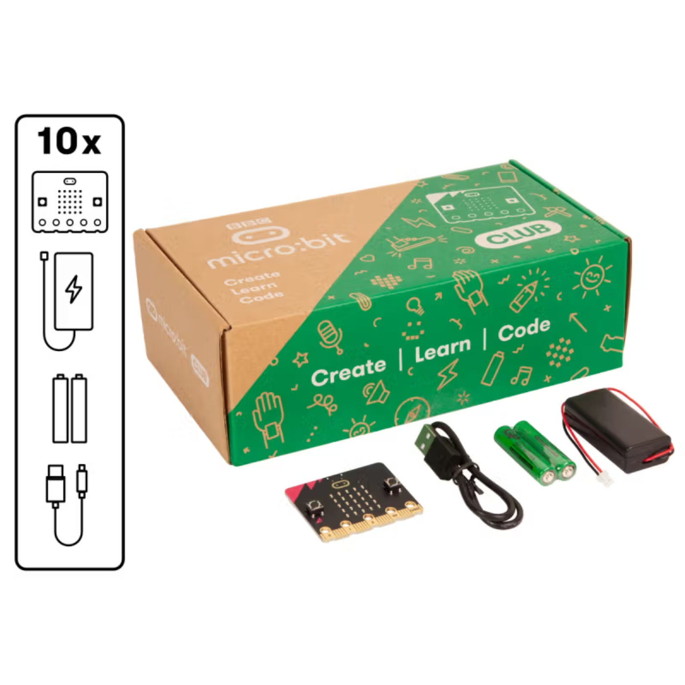 BBC Micro:bit Club Kit V2.21 Classroom Kit 10 Boards with Accessories - Robocraze