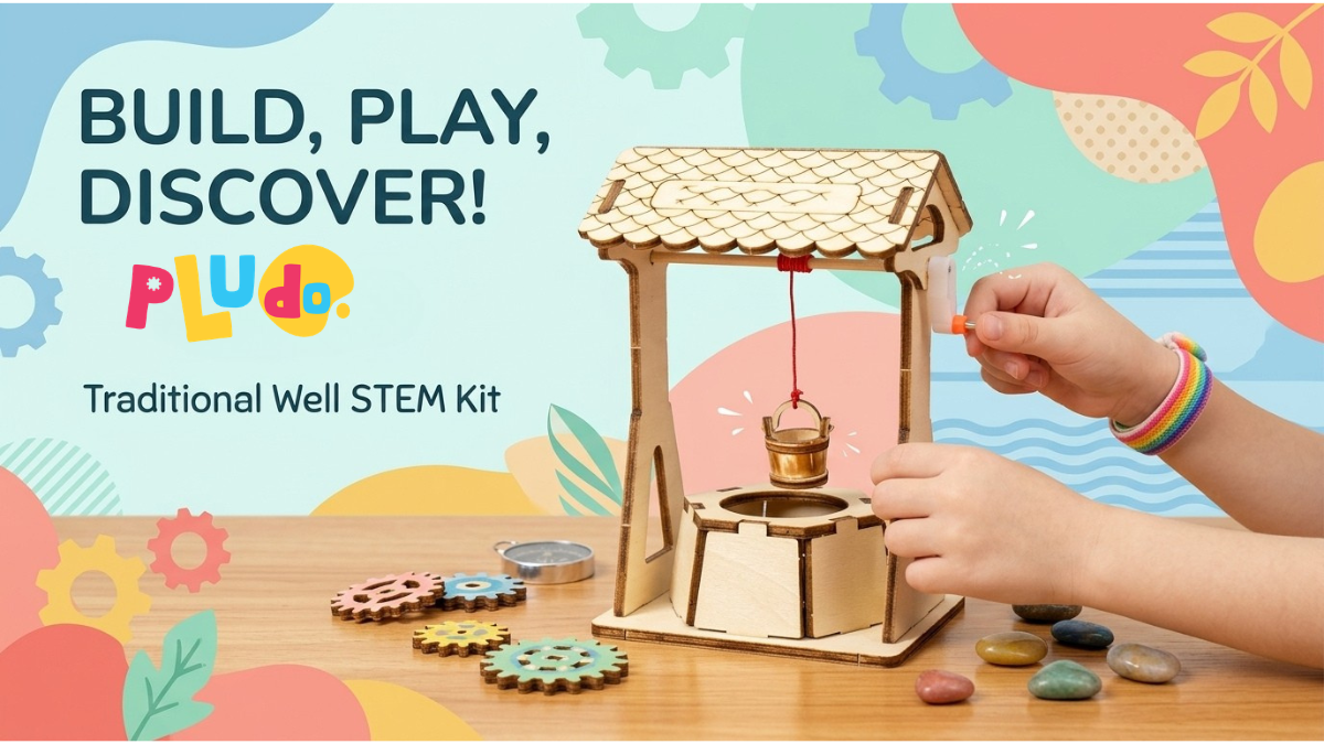 Pludo Pulley Well STEM Kit – DIY Smart Toy for Kids 8–11 | Grade 3–5 Wheel Transmission Project-image-19