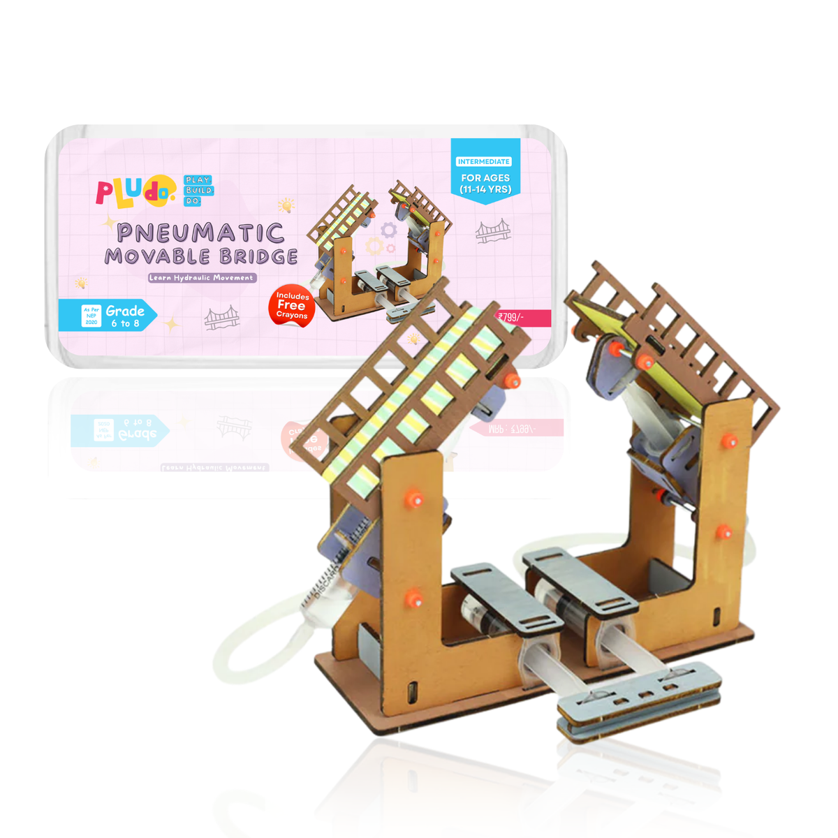 Pludo Pneumatic Movable Bridge STEM Kit – Hydraulic Movement Learning Toy for Ages 11–14 | Grade 6–8 Hands-on Science Project