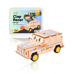 Pludo Clap Racer DIY Car Kit for Kids 8–11 | Grade 3–5 Voice-Controlled Robotic Car