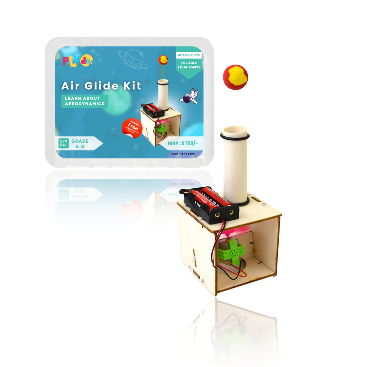 Pludo STEM Air Glide Kit – DIY Science Kit for Kids 11–14 | Grade 6–8 Bernoulli’s Principle Air Levitation Experiment
