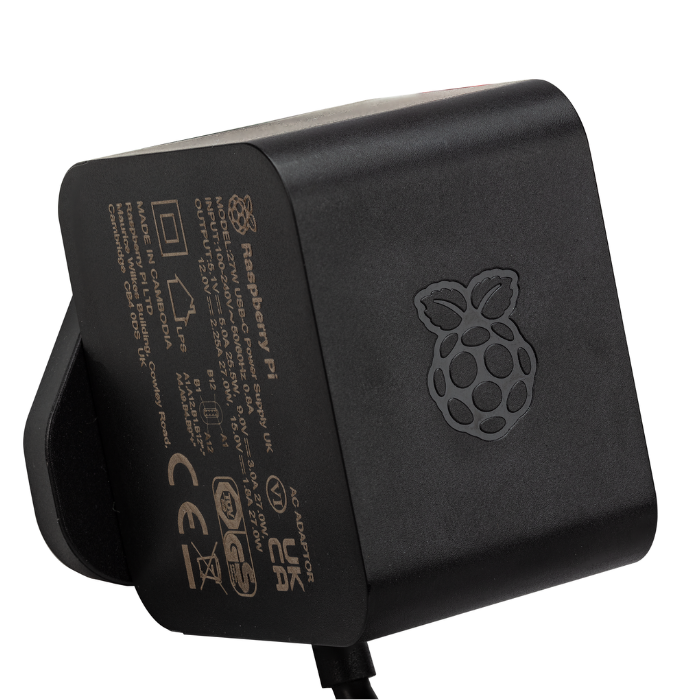 Raspberry Pi 5 27W USB-C Power Supply Black Colour