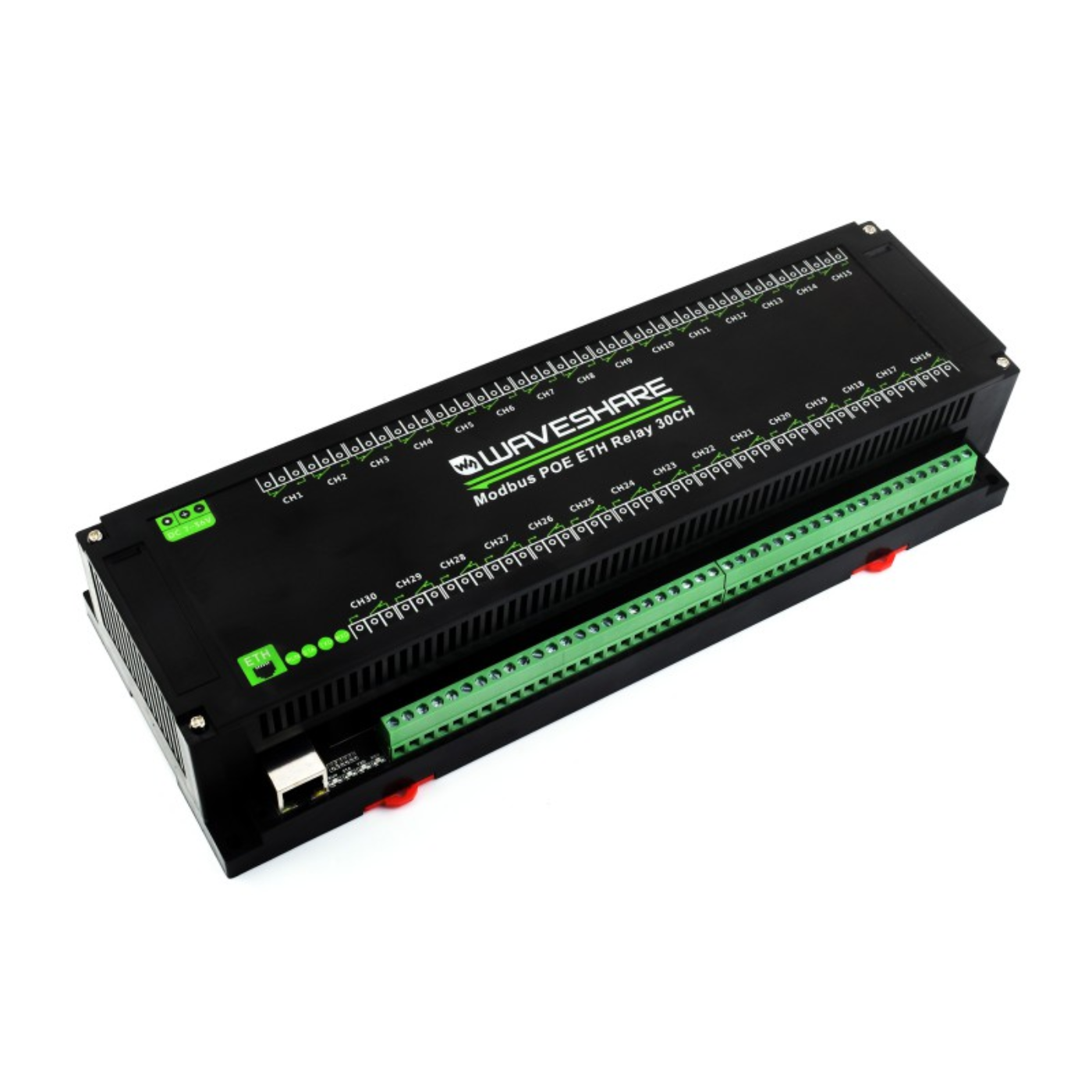 Waveshare 30-Channel Ethernet Relay Module with Modbus RTU/TCP, PoE Communication & Isolation Protection -Electronic Modules -Relays -Robocraze