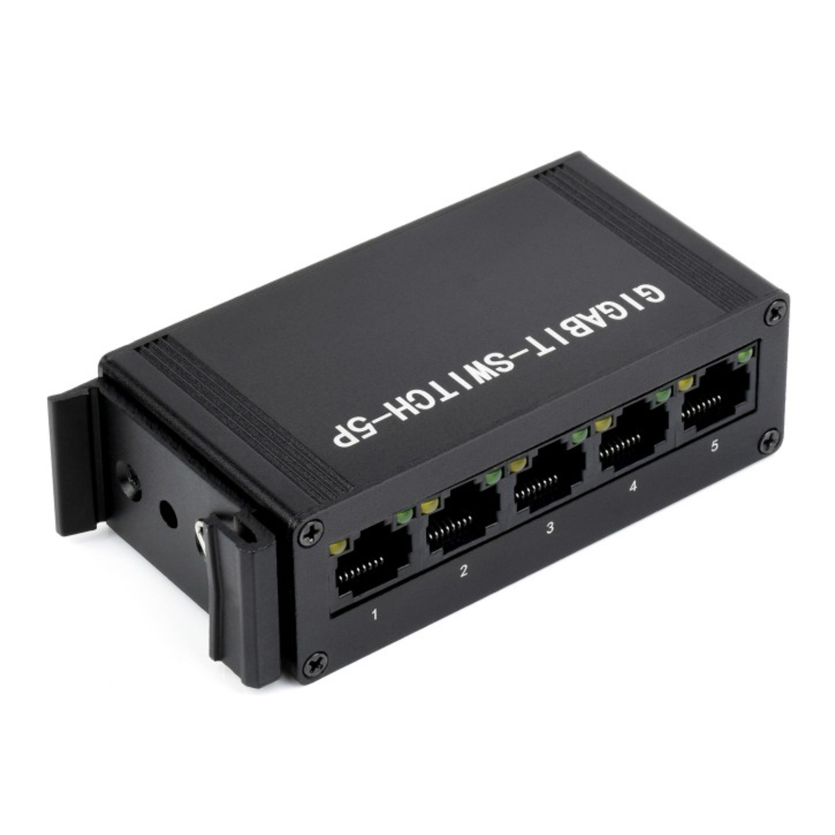 Waveshare Industrial 5-Port Gigabit Ethernet Switch – 10/100/1000Mbps Full-Duplex, DIN Rail Mount -Cables -Ethernet -Robocraze