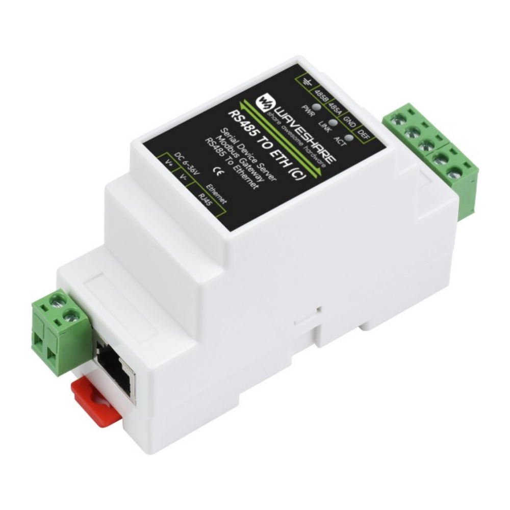 Waveshare Industrial RS485 to RJ45 Ethernet Serial Server with PoE (C) -Electronic Modules -Ethernet -Robocraze
