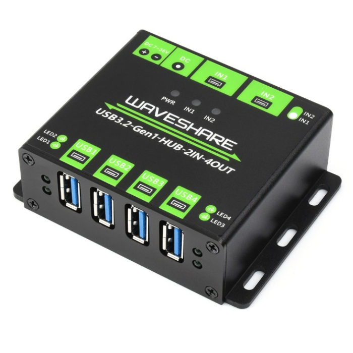 Waveshare Industrial grade USB HUB Extending 4x USB 3.2 Ports with Switchable Dual Hosts -Robocraze