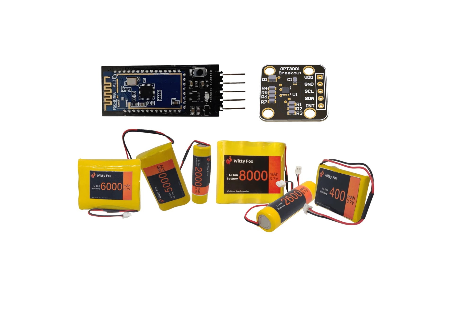 Witty Fox Lithium Ion Batteries, Sensors, & Bluetooth Modules - Robocraze