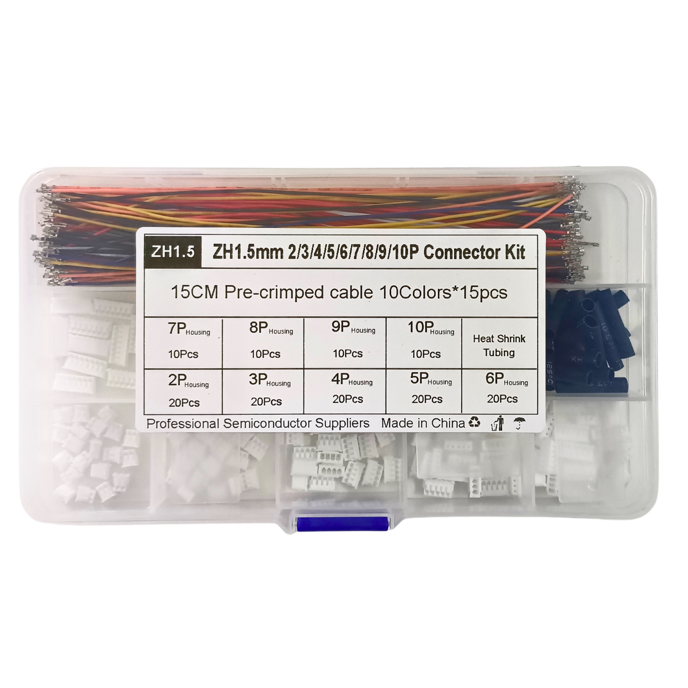ZH1.5MM Pitch Connector Kit with 15cm Pre-crimped Cable 10 Colors-image-43