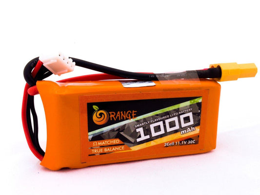11.1 V 1000mAh Orange Lithium Polymer Battery Pack-Robocraze