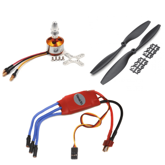 A2212 1400KV BLDC Drone Motor + Simonk 30A ESC & 1045 Propellers – Complete setup. -DIY Drone Parts -Robocraze