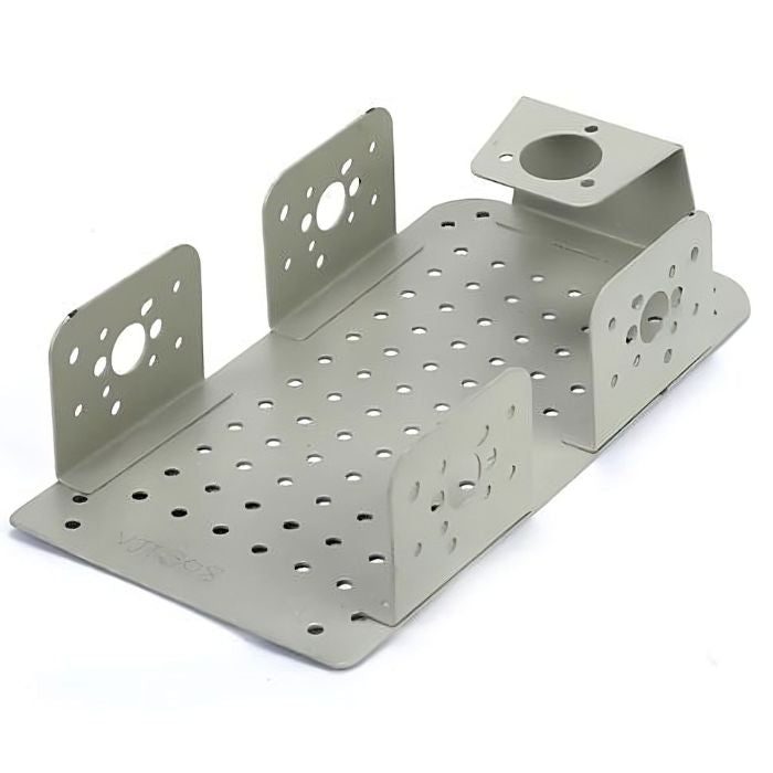 4WD Gray Chassis with Castor Slot – Sturdy 4-wheel robot chassis for robotics. -Robot Wheels and Chassis -Robocraze