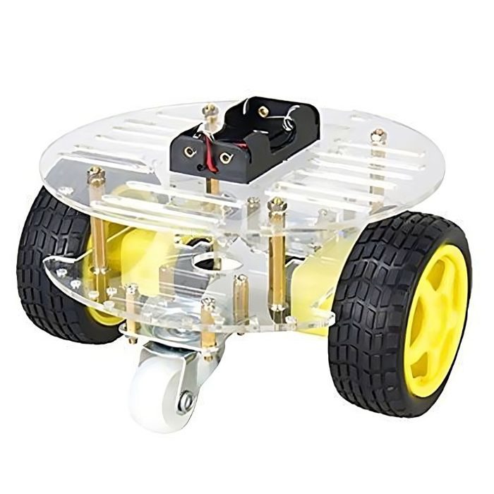 DIY 2WD Mini Round Robot Car – Compact chassis with motor wheels. -Robot Wheels and Chassis -Robocraze