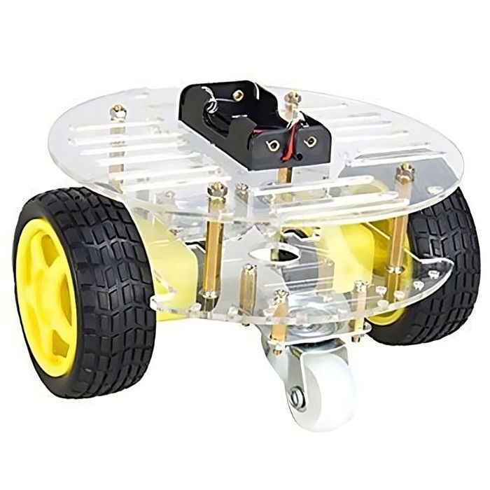 DIY 2WD Mini Round Robot Car – Compact chassis with motor wheels. -Robot Wheels and Chassis -Robocraze