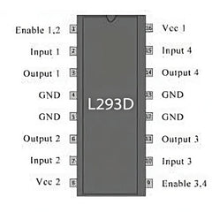 L293D Motor Driver IC (2 Pcs) – Dual H-Bridge motor driver IC for DC motor control - Robocraze