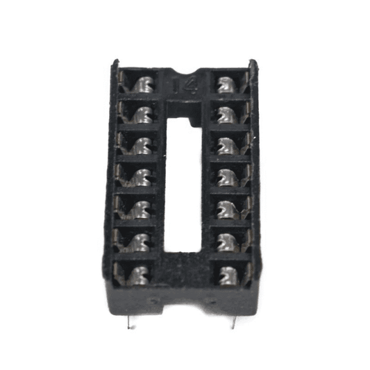 14 Pin Narrow IC Base (Pack of 5) – 14-pin narrow IC socket base for PCB assembly & testing. -Robocraze