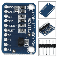 16 Bit I2C 4 Channel ADS1115 Module – ADS1115 16-bit I2C ADC module for accuracy. -ADC Module -Robocraze