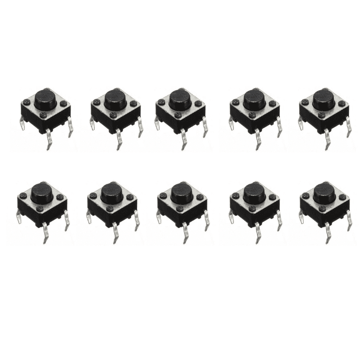 4-Pins DIP Momentary Square Tactile Push Button Switch 10 Pieces - 6x6x5mm-Robocraze