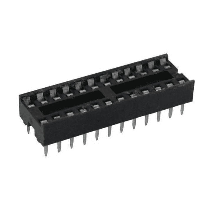 24 Pin Narrow IC Base (Pack of 5) – Secure 24-pin narrow IC socket for stable connections. -Robocraze