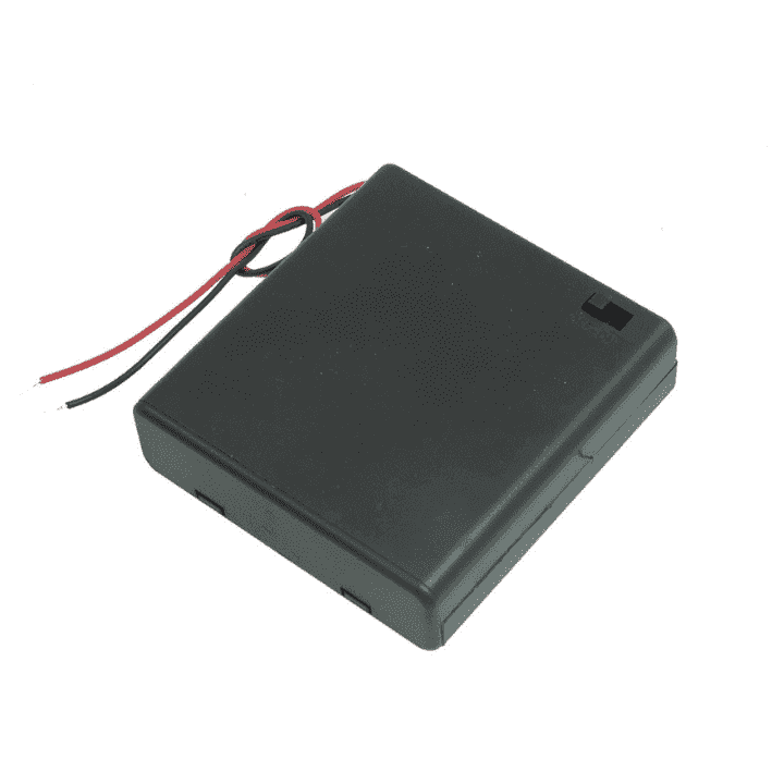 4x AA Battery Holder w/ Cover & Switch – For DIY & electronics. -Battery Accessories -Robocraze