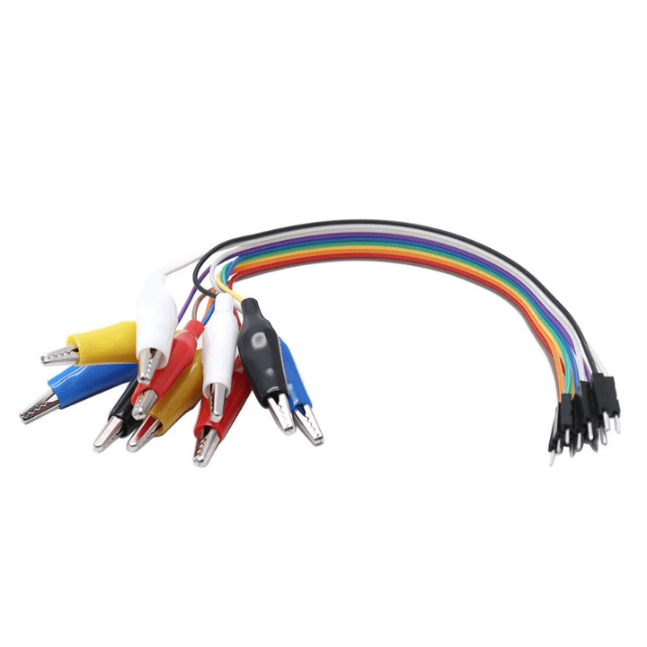 10-Pin Alligator Clip to Male Jumper Wire (20cm) – Ideal for test leads & prototyping. Electronic Components - Robocraze
