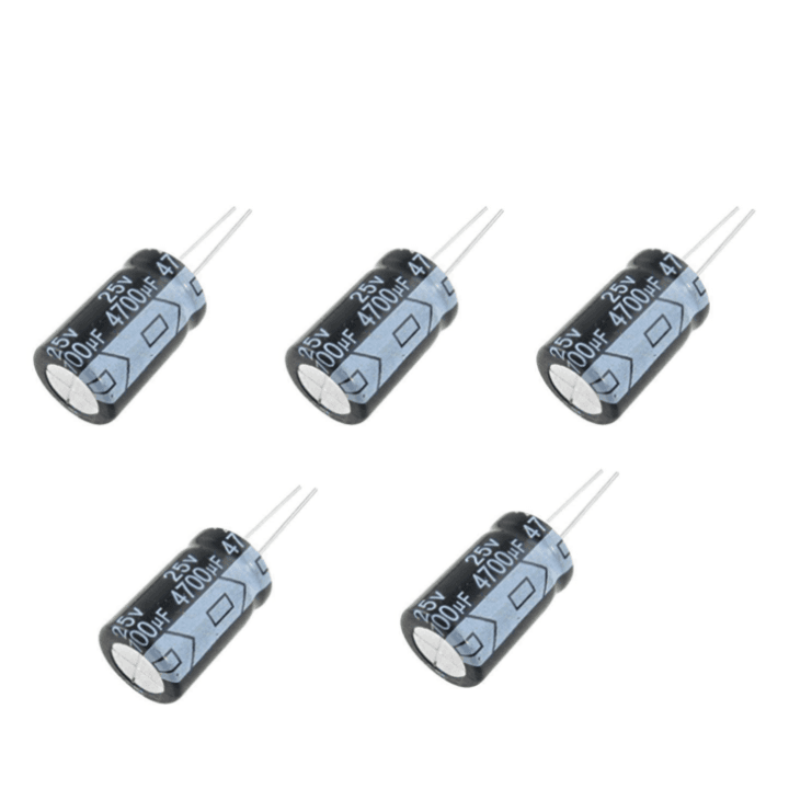 4700uF 25V Electrolytic Capacitor (5PC) – Power supply & motor drive capacitors. -Basic Components -Robocraze