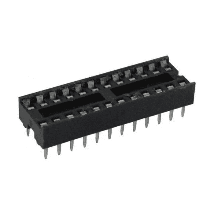 28 Pin Narrow IC Base (Pack of 5) – High-quality 28-pin narrow IC socket for PCB integration. -Robocraze