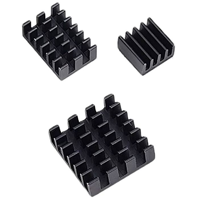 3 in 1 Black Aluminum Heat Sink for Pi 4B – Premium heat sink for optimal cooling -Electronic Components - Robocraze