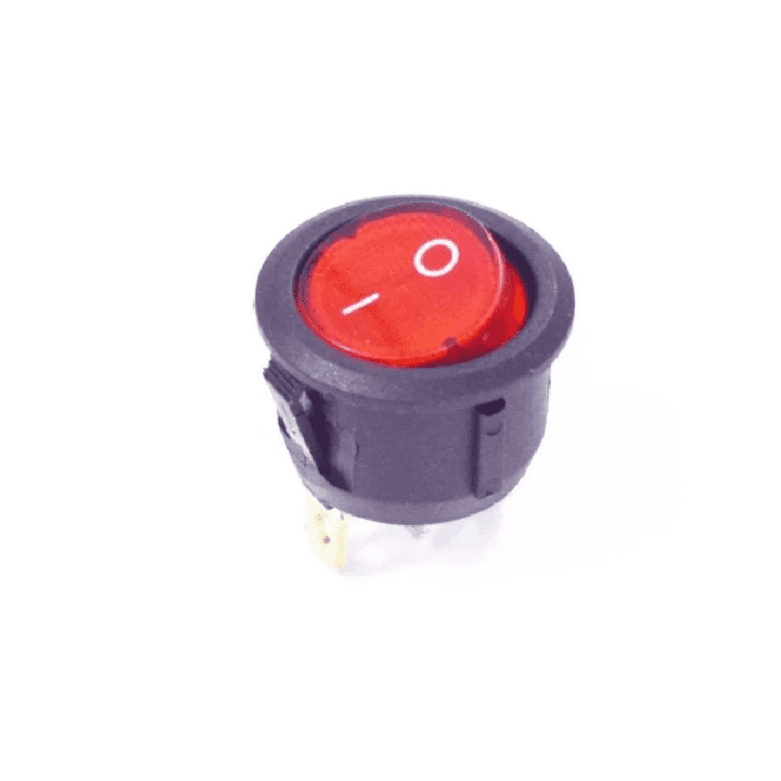 Round Rocker Switch 6A 250V 3 PIN Red LED – Illuminated rocker switch - Mini Switch - Robocraze