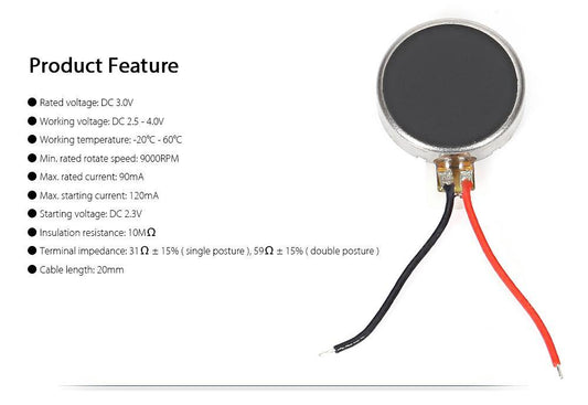 Coin Type Micro DC Vibration Motor, compact & efficient for haptic feedback & electronics – Robot Motors - Robocraze