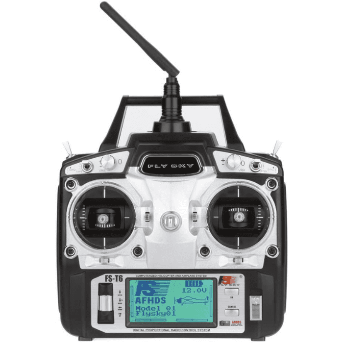 FlySky FS-T6 6CH Transmitter + FS-R6B Receiver – FPV drone remote for quadcopters. -Robocraze