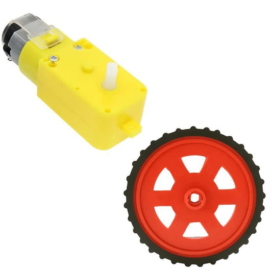 300 RPM Single Shaft BO Gear Motor with Wheel (4 sets), smooth performance for robotics – Robot Motors - Robocraze