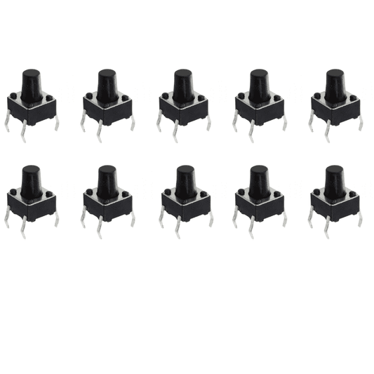4-Pins DIP Momentary Square Tactile Push Button Switch 10 Pieces - 6x6x8mm-Robocraze