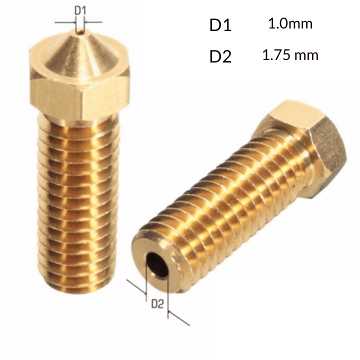 V6 Volcano Brass Extruder Nozzle 1.75mm x 1.0mm – Efficient 3D Printing Parts for large layer heights.-Robocraze