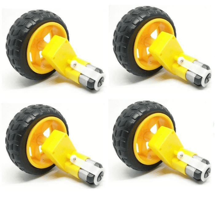 Single Shaft L-Shaped 60 RPM BO Gear Motor with 65X25mm Wheel (4 Sets), great for automation – Robot Motors - Robocraze