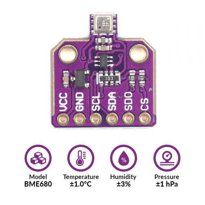 BME680 Sensor – Advanced sensor for temp, humidity, pressure & air quality monitoring. -Robocraze
