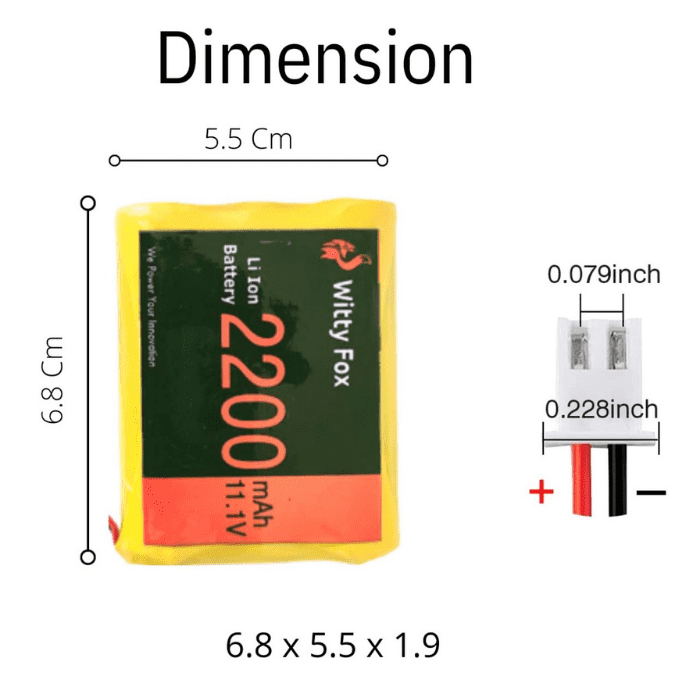 Witty Fox 11.1V 2200mAh Li-ion Battery – Rechargeable 11.1V battery. -Lithium Battery -Robocraze