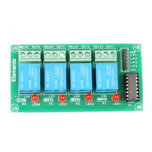 Four CHANNEL 12V ULN2003 BASED RELAY BOARD MODULE – 4-channel ULN2003-based relay module. -Relay Module -Robocraze
