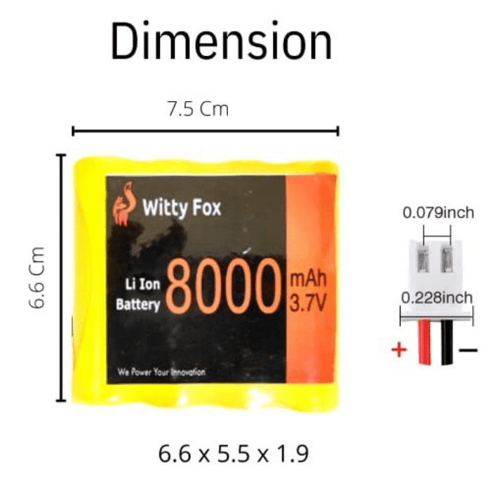 Witty Fox 3.7V 8000mAh Li-Ion Battery-Robocraze
