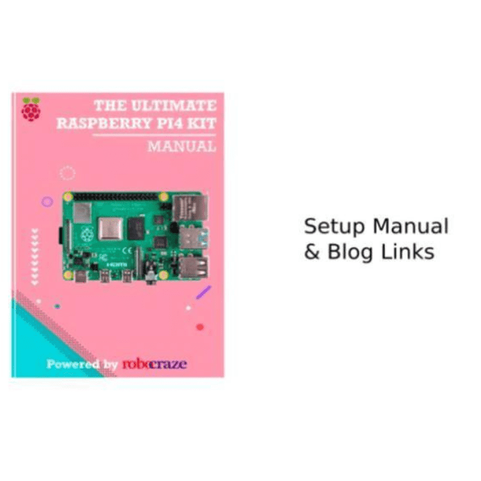 Raspberry Pi4 8GB Model B Ultimate Kit- Case, Power Adapter, Heatsink, HDMI Cable, Ethernet Cable, 32 GB SD Card, Sensors and Manual