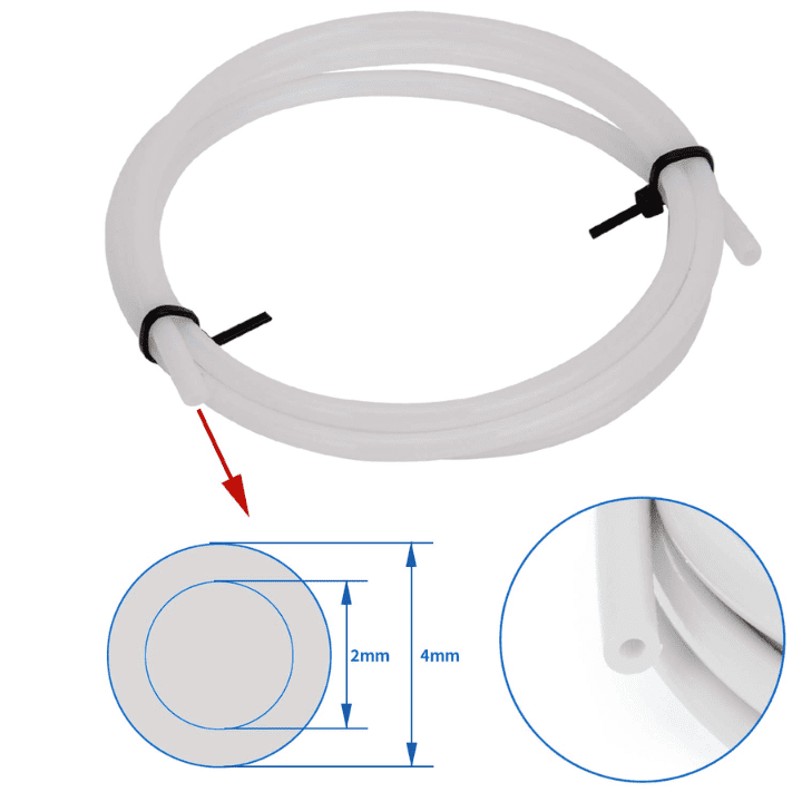 PTFE 2x4mm White Teflon Tube for 3mm 3D Printer Filament - 1 Meter (2mm ID X 4mm OD)-Robocraze