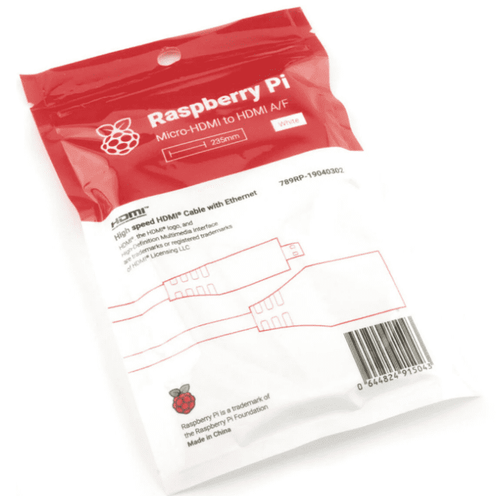 Raspberry Pi Official Micro HDMI to Standard HDMI Adapter – Compact HDMI connector -Robocraze