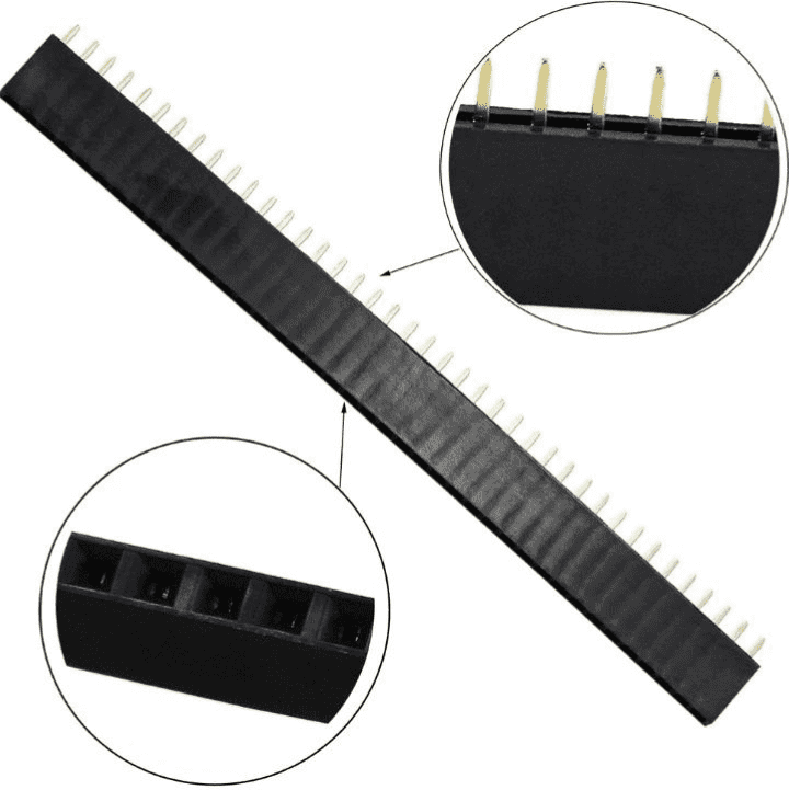 40x1 Pin 2.54mm Straight Female Pin Berg Strip (Pack of 50) - Robocraze