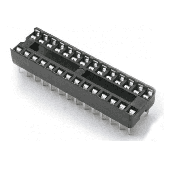 28 Pin Narrow IC Base (Pack of 5) – High-quality 28-pin narrow IC socket for PCB integration. -Robocraze