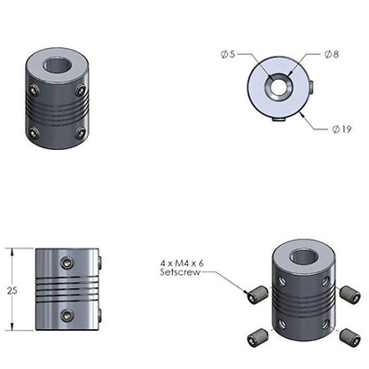 5mm to 8mm Flexible Coupling-Robocraze