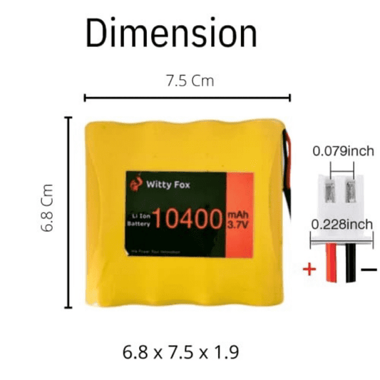 Witty Fox 3.7V 10400mAh Li-ion Battery – High-capacity rechargeable battery. -Lithium Battery -Robocraze