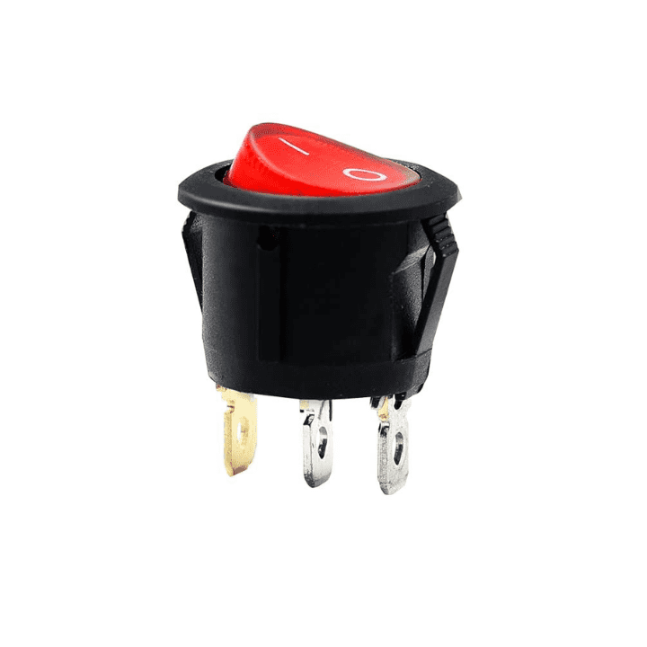 Round Rocker switch 6A 250V 3 PIN RED LED-Robocraze